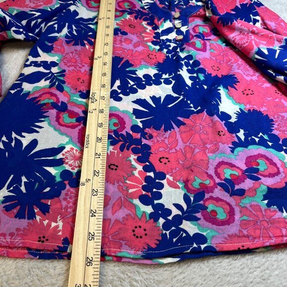 Lilly Pulitzer Womens Floral Tunic Top S 3/4 Sleeve Lightweight Cotton Cottage - Picture 6 of 7